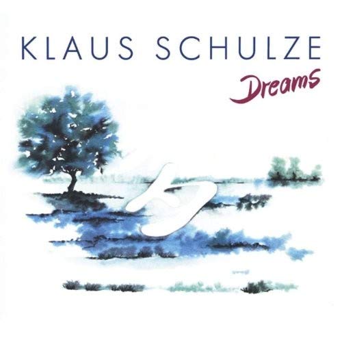 The image depicts a serene watercolor painting of a tree and a feather on a lake. Here is a concise alt text that is 15 words or less: "Watercolor album cover with a tree, feather, and lake on a white background."