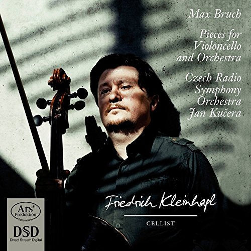 CD cover featuring a man holding a cello with white text overlay.