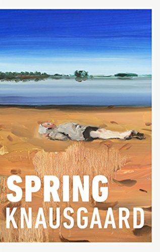 Painted cover of “Spring” showing a person lying in a field by water.