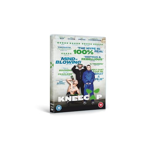 DVD cover for "Kneecap" featuring two men and a performer mid-air.