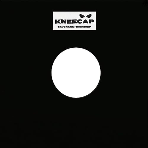 Black vinyl record cover with white circle and Kneecap logo.