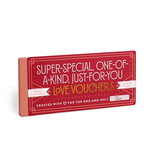 Red booklet titled "Love Vouchers" with fill-in-the-blank spaces.