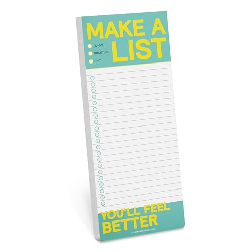 Yellow and teal to-do list pad with circular checkboxes.