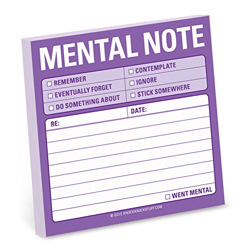 Purple sticky note pad with checkboxes and lined space for notes.