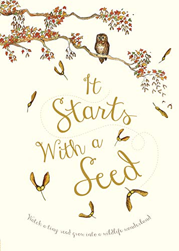 Book cover: owl on branch with seeds, title “It Starts With a Seed”.