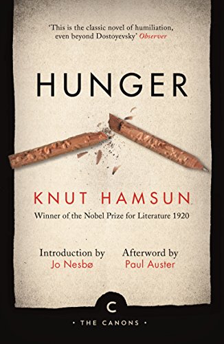 Book cover for Hunger by Knut Hamsun featuring a broken pencil on textured paper.