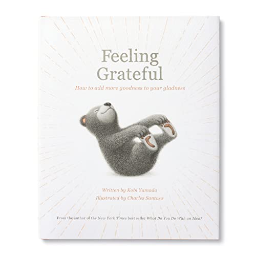 Book cover, "Feeling Grateful," featuring a bear and orange accents.