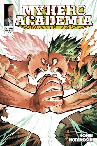 My Hero Academia volume 41 cover showing two characters clashing foreheads and locking hands.