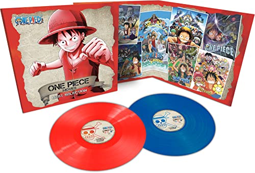 One Piece movie soundtrack vinyl record set, red and blue discs, artwork shown.