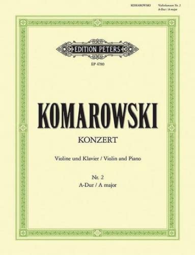 Sheet music cover for Komarowski Concerto No. 2 in A major for violin and piano.