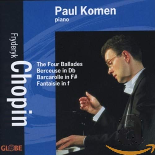 CD cover: Paul Komen playing piano, with "Chopin" text vertically.