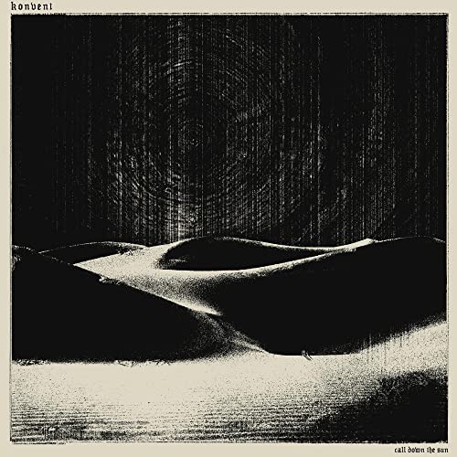 Black and white album cover with abstract landscape and text.