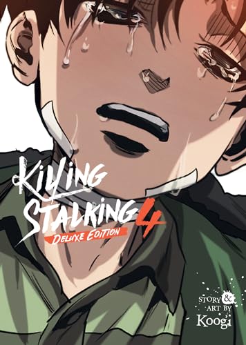 Close-up of a distressed man’s face on the cover of “Killing Stalking Vol. 4”.