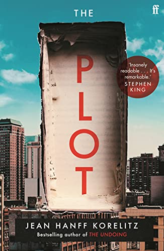 Book cover showing a vertical open book against a city skyline with red text.