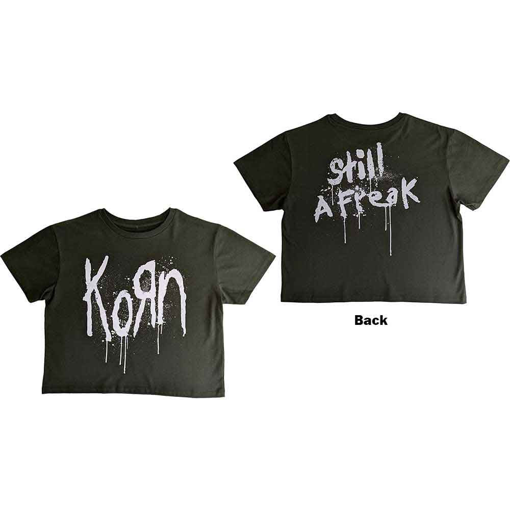 Black women’s cropped t-shirt with Korn’s “Still A Freak” design on the back.