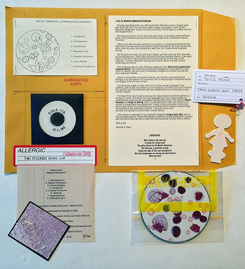 CD in a yellow paper sleeve with medical notes and stickers.