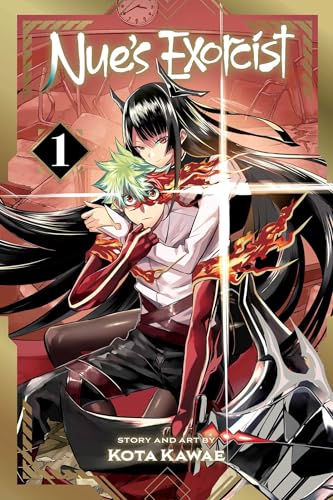 Manga cover: two characters, one with black hair and red eyes, the other with green hair.
