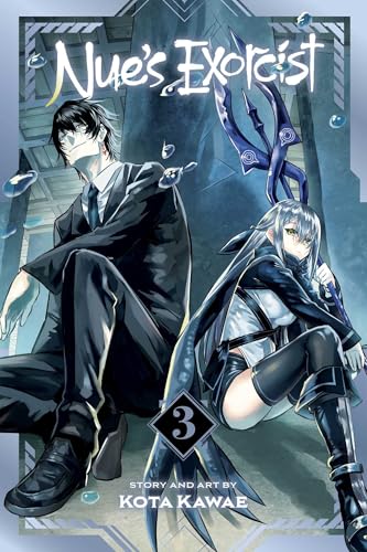Manga cover with two characters, a man and a woman, in dark clothing.