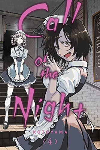 Two anime-style girls in maid outfits stand on a staircase in a dimly lit setting.