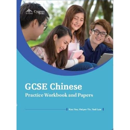 Book cover featuring three students and the title GCSE Chinese Practice Workbook and Papers.