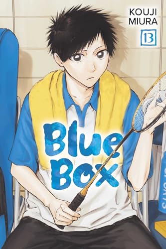 Manga cover: young man with badminton racket, text “Blue Box”.
