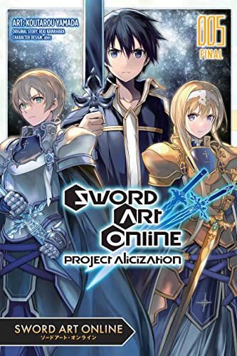 Sword Art Online volume 5 cover with three armored characters and swords.