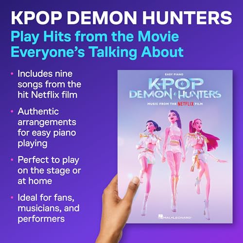 Sheet music cover for “KPop Demon Hunters” featuring three anime-style characters.