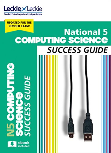 Green textbook cover with “National 5 Computing Science Success Guide” title and cables.