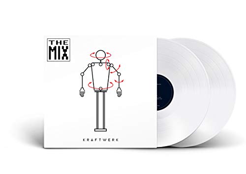 Kraftwerk “The Mix” vinyl record with album cover and robotic imagery.