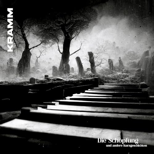 Black and white CD cover depicting a foggy graveyard with stone steps.
