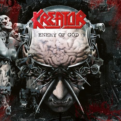 Kreator album cover: robotic head with exposed brain, dark and gritty.