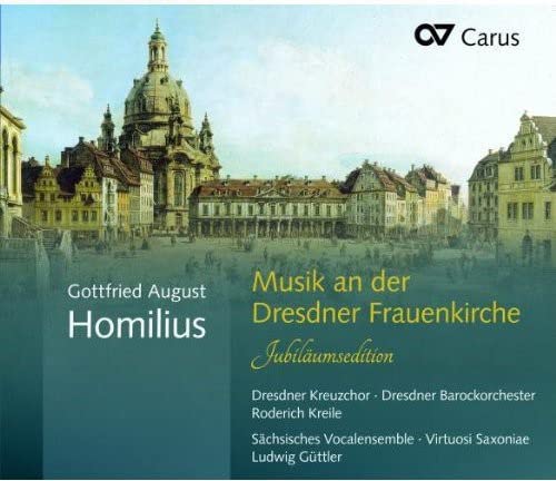 CD cover featuring Dresden’s Frauenkirche and text about Gottfried August Homilius.