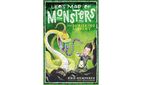 Book cover: green background, boy with lantern, yellow serpent illustration.