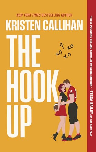 Book cover featuring a football player and woman on a yellow background.