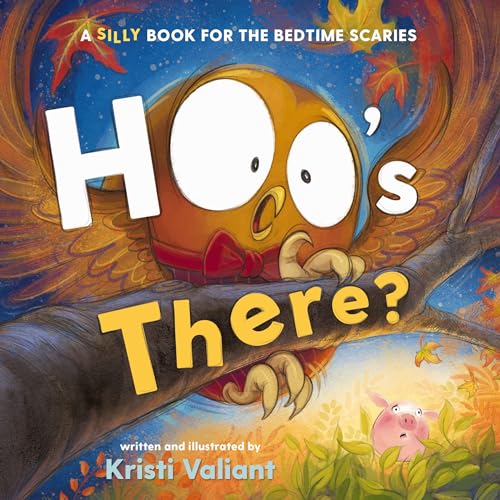 Cartoon owl with large eyes peeks from a branch, book cover.