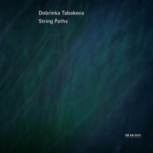 CD cover for "String Paths" by Dobrinka Tabakova, dark blue abstract design.