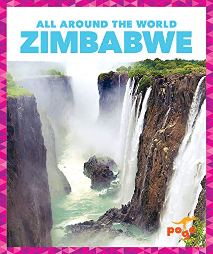 Book cover featuring Victoria Falls, Zimbabwe, with a pink triangle border.