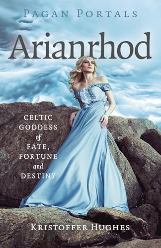 Book cover featuring a woman in a blue gown against a rocky, cloudy sky.
