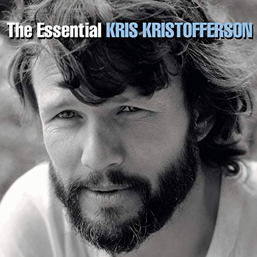 Black and white portrait of Kris Kristofferson with beard and long hair.