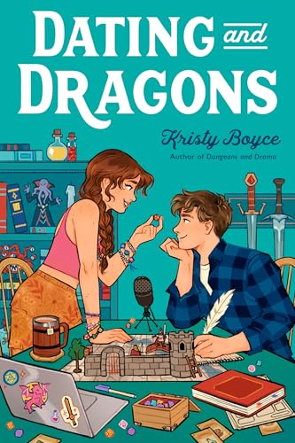 An illustrated book cover shows a young woman and man playing a tabletop game.