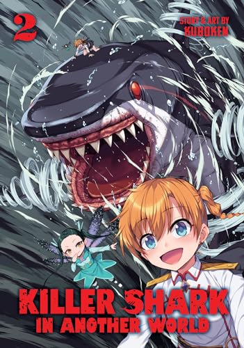 Manga cover: large shark, anime girl with orange hair, and fantasy setting.
