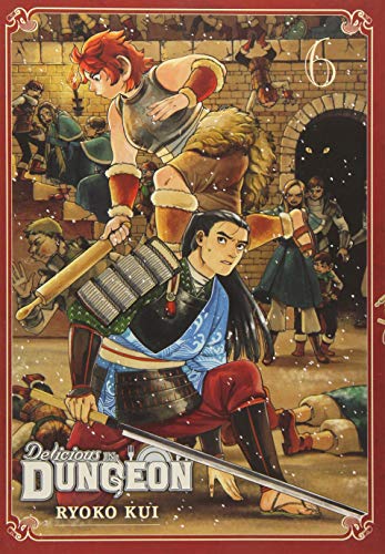 Delicious in Dungeon" Vol. 6 cover: adventurers in a stone dungeon.