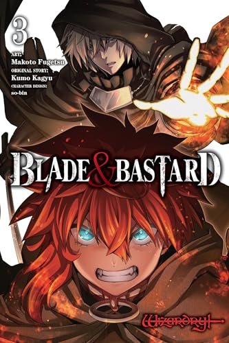 Manga cover: two characters with fiery effects, title “Blade & Bastard, Vol. 3”.