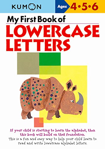 Kumon workbook cover featuring lowercase letters and an armadillo illustration.