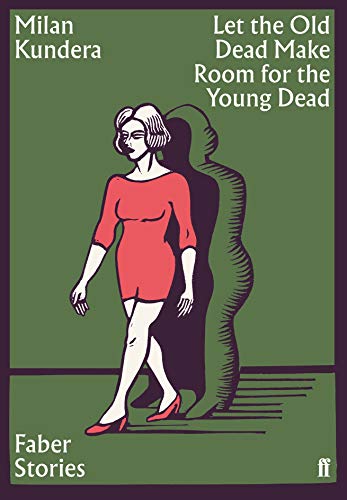 Book cover illustration of a woman in a red dress walking past a shadow.