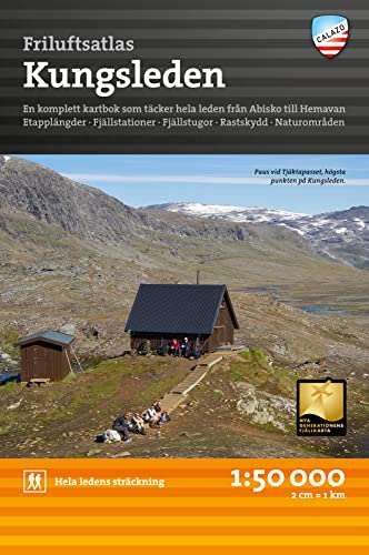 Outdoor atlas cover featuring a mountain cabin and hikers in a rocky landscape.