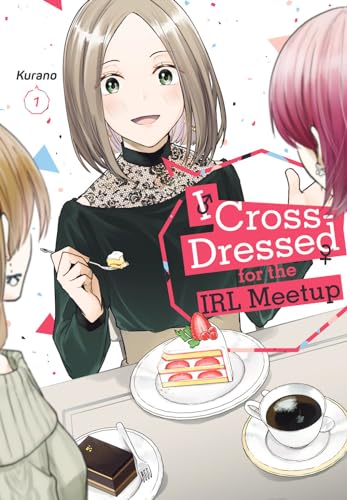Manga cover with a young person in women’s clothing at a cafe.
