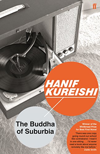 Book cover featuring a vintage record player with orange and white circular text overlays.