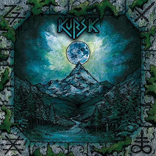 The image depicts a music album cover with a mountain landscape and celestial elements. For accessibility purposes, a suitable alt text could be: "Album cover with mountain, forest, and starry sky."
