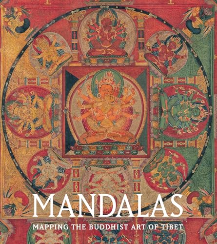 Detailed, colorful Tibetan Buddhist mandala painting with central deity figures.